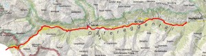 Die Strecke von Antholz ins Defereggental - Quelle Kompass Digital Map